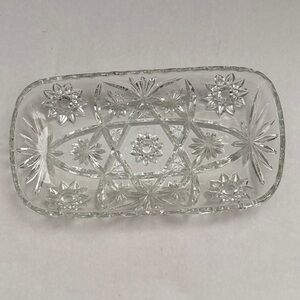 Vintage 12 x 6.5 inch Clear Pressed Glass Decorative Serving Tray